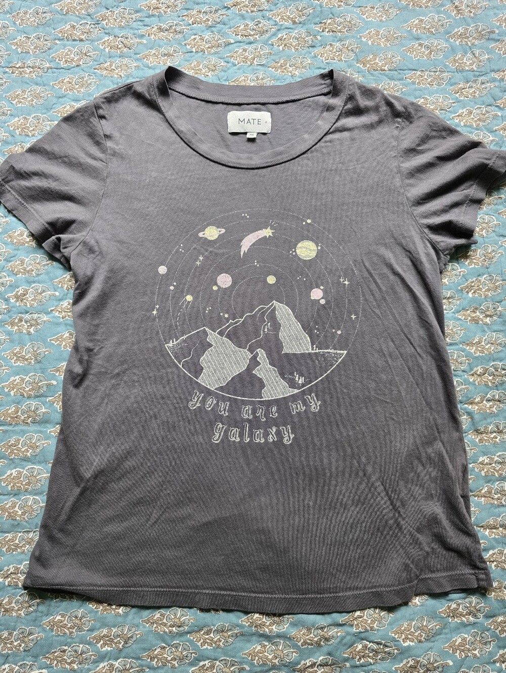 MATE the Label Organic Cotton 'You Are My Galaxy' Graphic Tee Women's Size XS